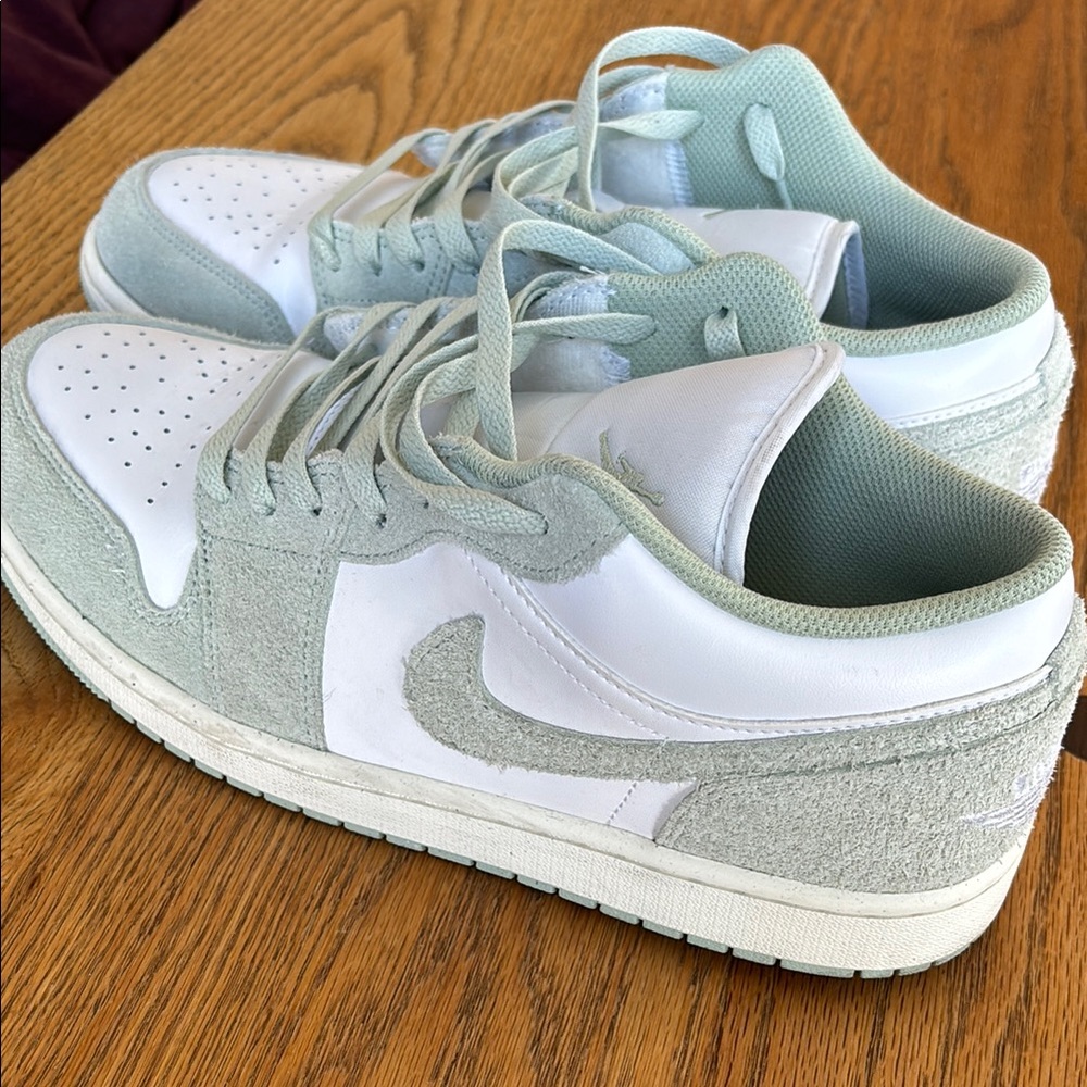 Nike Air Jordan Low Sneakers in White and Light Green